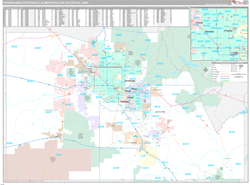 Phoenix-Mesa-Scottsdale Metro Area Wall Map Premium Style 2024